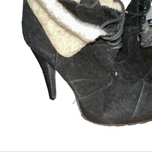 Women's Black and Cream Heeled Boots